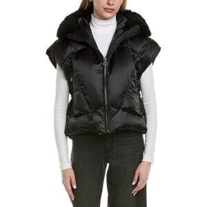 Gorski Après-Detachable Toscana Shearling Lamb Hood Trim Vest Black Sz Small NWT